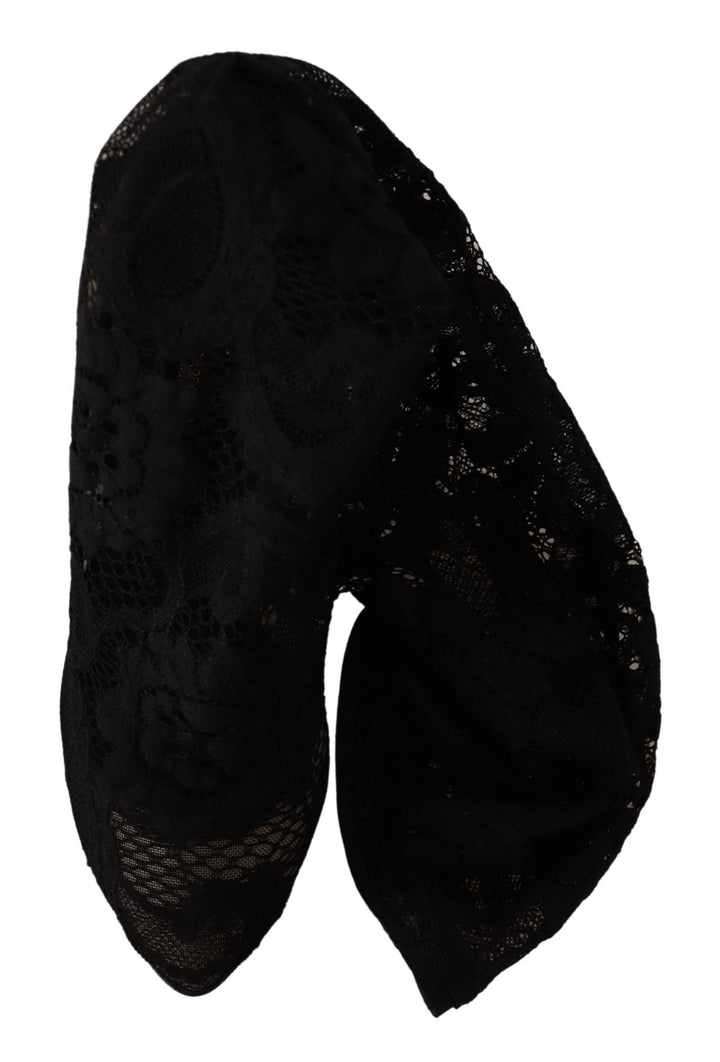 Dolce &amp; Gabbana Black Stretch Socks Taormina Lace Boots Shoes by Dolce &amp; Gabbana outlet now on sale