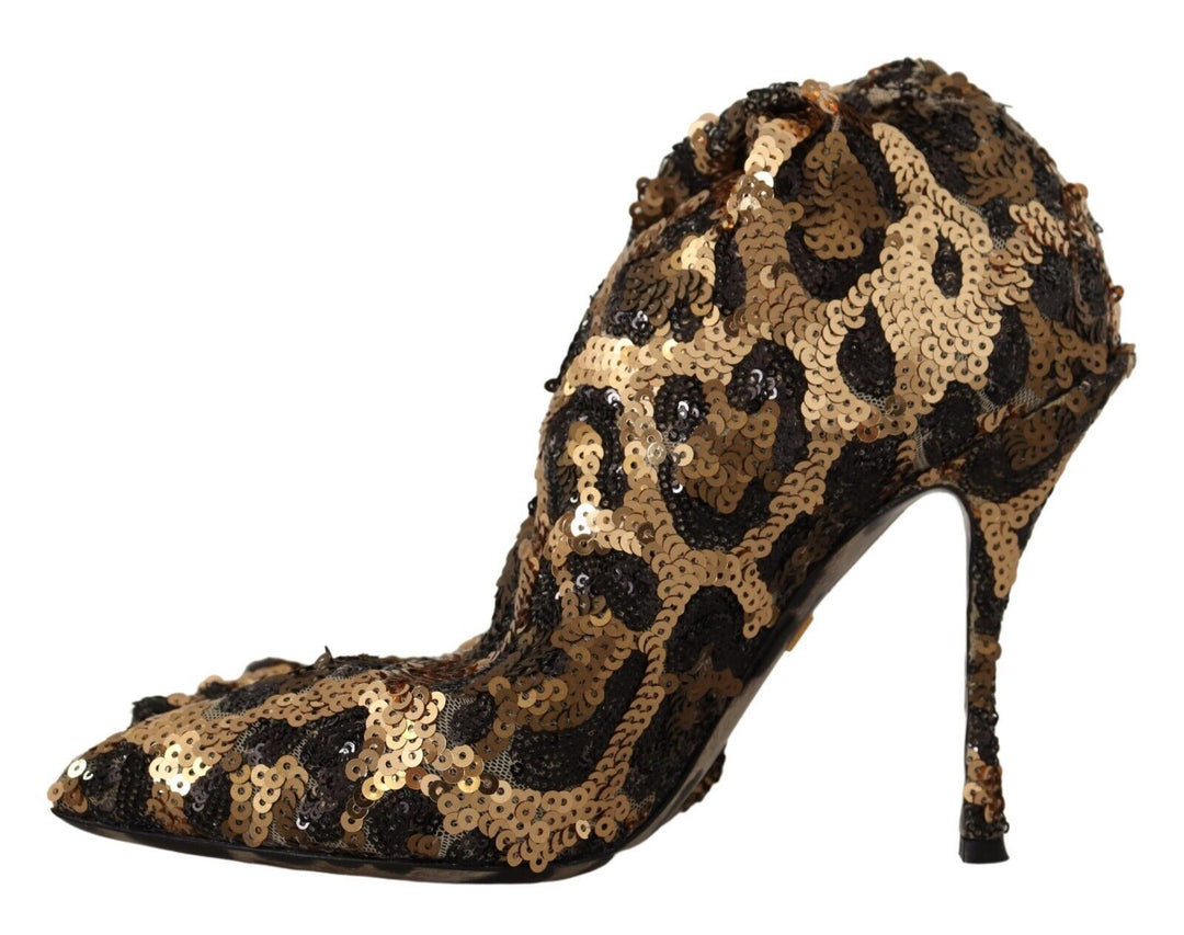 Dolce & Gabbana Elegant Leopard Sequin Knee-High Boots