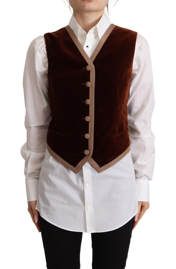 Dolce &amp; Gabbana Sample Sale Dolce &amp; Gabbana Bordeaux Velvet Cotton V-neck Sleeveless Vest Top - | Designer outlet