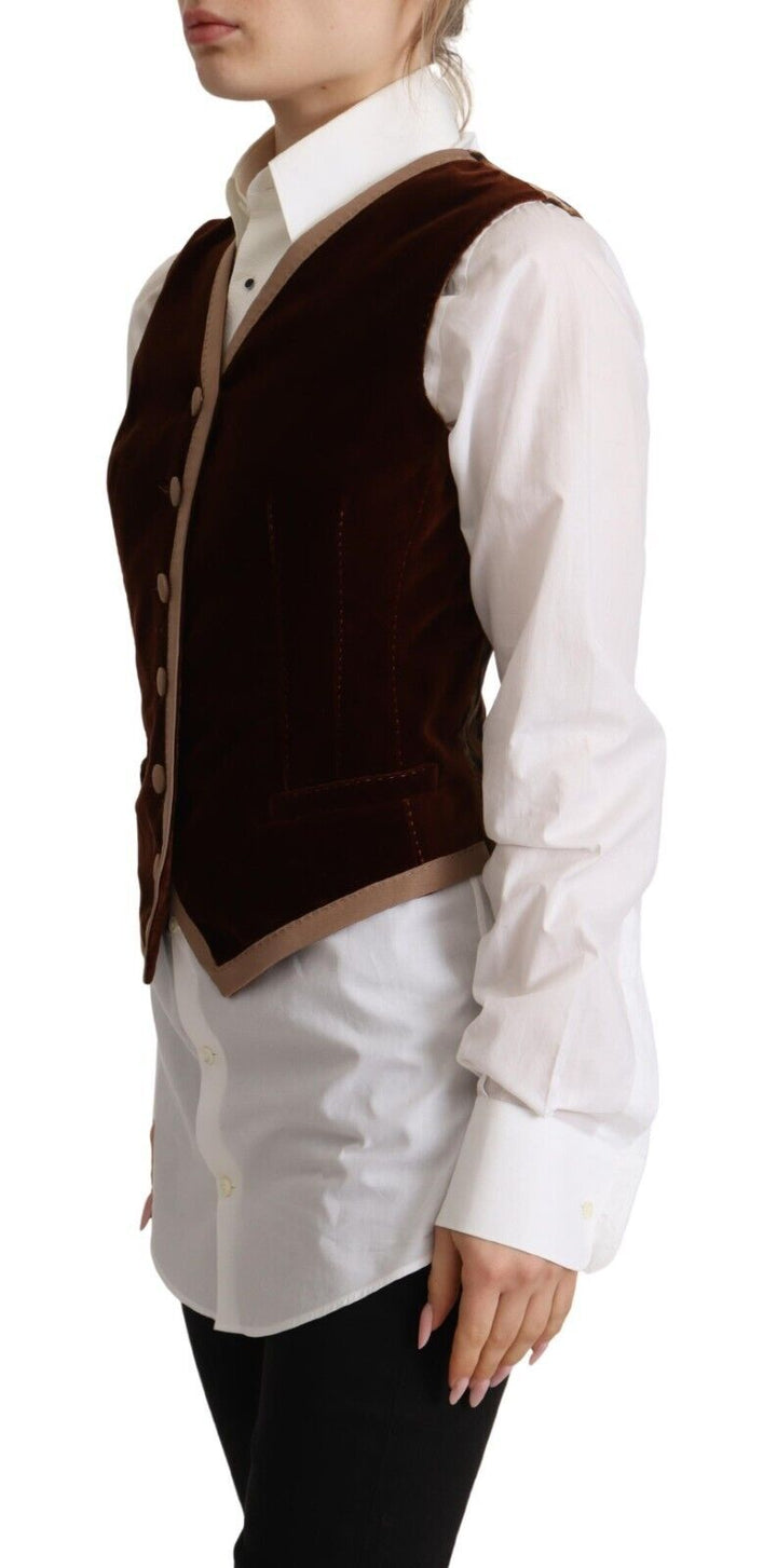 Dolce &amp; Gabbana Sample Sale Dolce &amp; Gabbana Bordeaux Velvet Cotton V-neck Sleeveless Vest Top - | Designer outlet