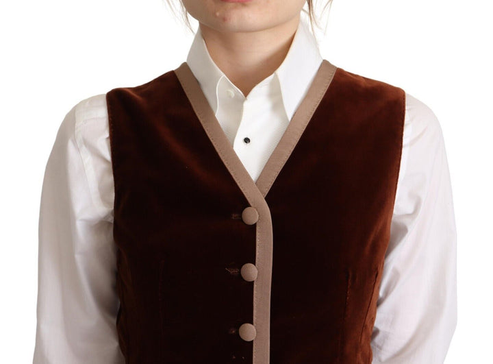 Dolce &amp; Gabbana Sample Sale Dolce &amp; Gabbana Bordeaux Velvet Cotton V-neck Sleeveless Vest Top - | Designer outlet