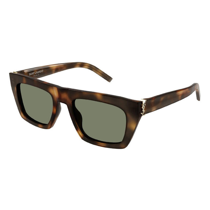 Saint Laurent Sunglasses Square Full Rim, Havana Frame and Green Lens SLM131/F003