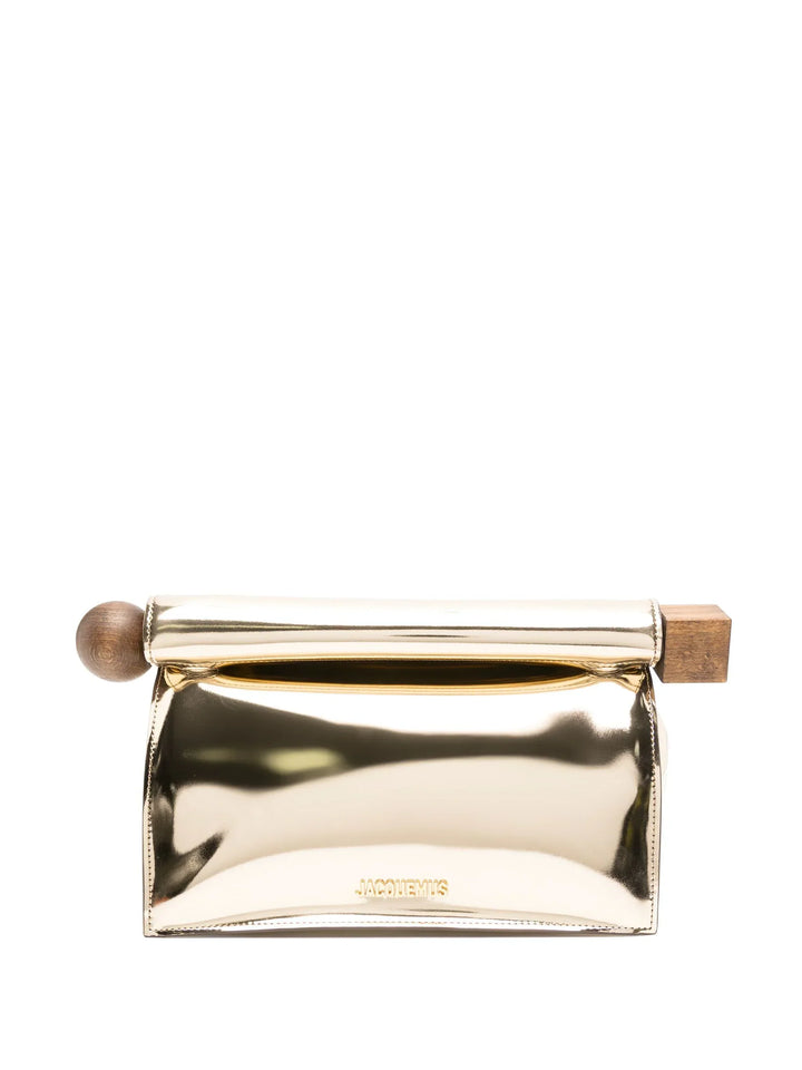 JACQUEMUS WOMEN La Pochette Rond Carré Clutch Bag Gold-One Size