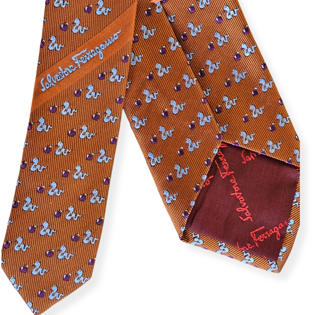 Corbata Ferragamo 4-Petra - Arancio 