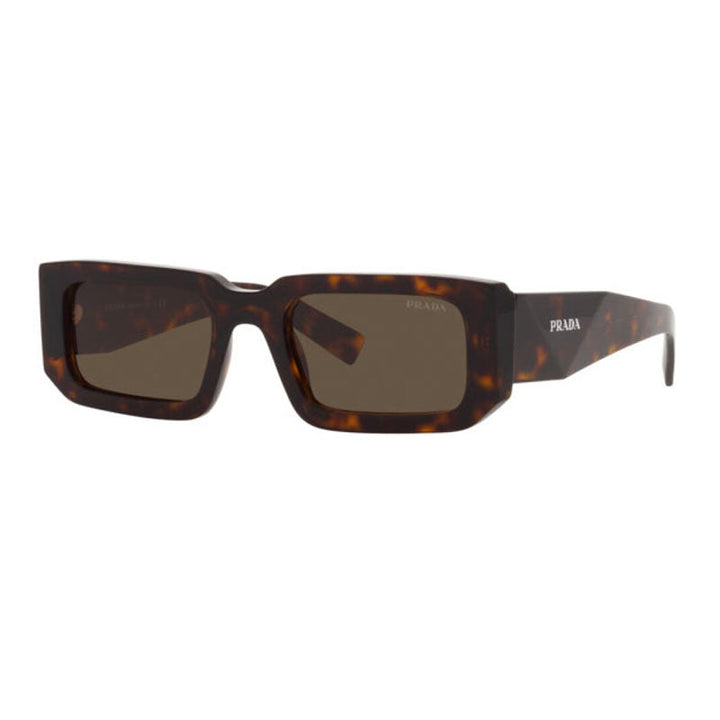 Prada Sunglasses Rectangle Full Rim, Havana Frame and Dark Brown Lens PR06YS2AU8C1