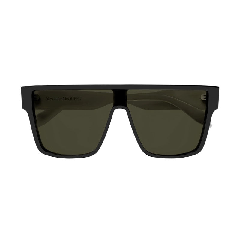 Alexander McQueen Sunglasses Shield Full Rim, Black Frame and Green Lens AM0354S004