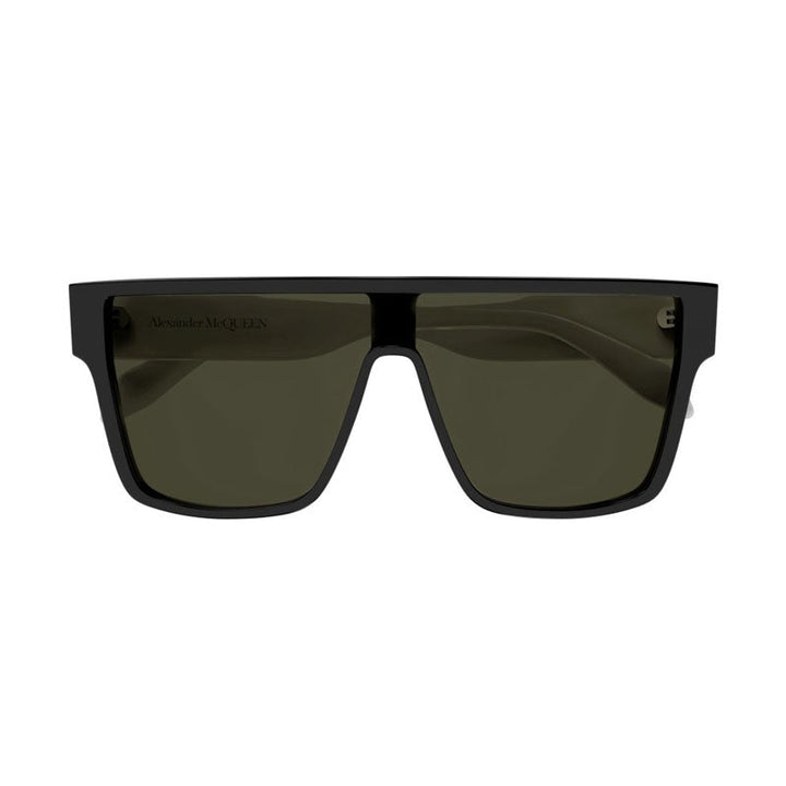 Alexander McQueen Sunglasses Shield Full Rim, Black Frame and Green Lens AM0354S004