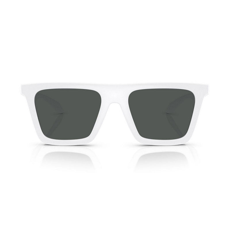 Versace Square Full Rim, with a White frame and Dark Grey lens.