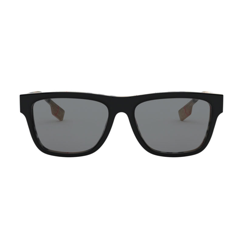 Burberry Sunglasses Square Full Rim, Black on Vintage Check Frame and Grey Lens BE4293380687
