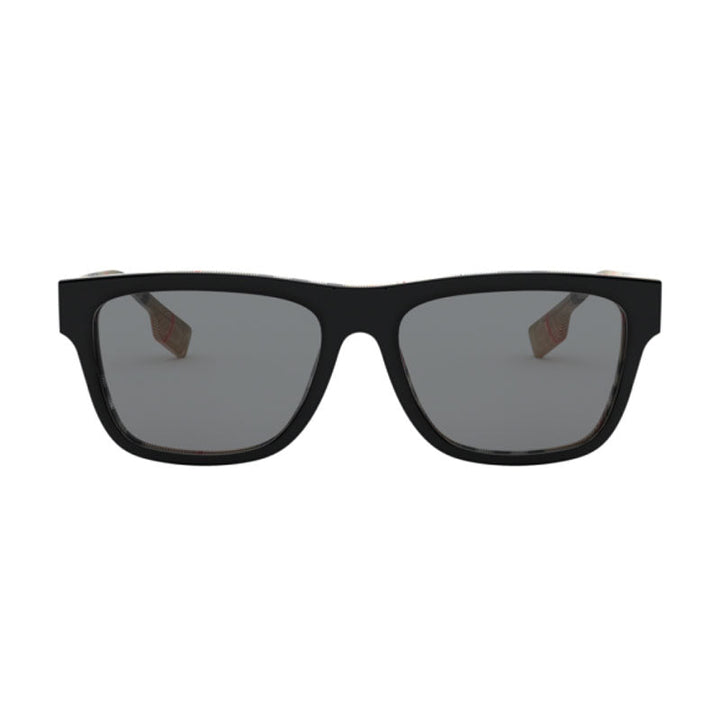 Burberry Sunglasses Square Full Rim, Black on Vintage Check Frame and Grey Lens BE4293380687