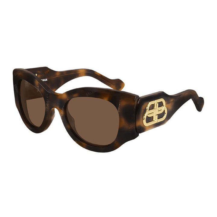 Balenciaga Sunglasses Square Full Rim, Shiny Medium Havana Frame and Brown Lens BB0070S007