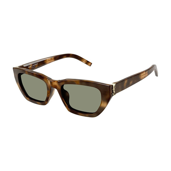 Saint Laurent Sunglasses Cat Eye Full Rim, Shiny Havana Frame and Green Lens SLM127/F003