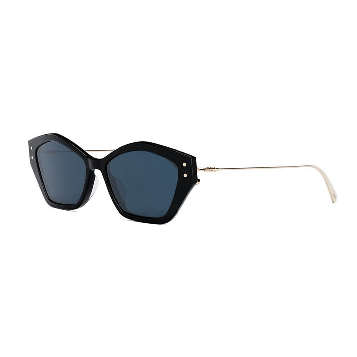 Dior Sunglasses Geometric Full Rim, Shiny Black/Gold Frame and Blue Lens MISSDIORS1U12B0