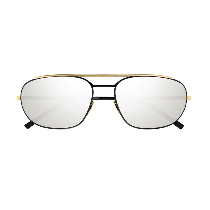 Saint Laurent Sunglasses Rectangle Full Rim, Black Frame and Grey Silver Mirror Lens SL561003