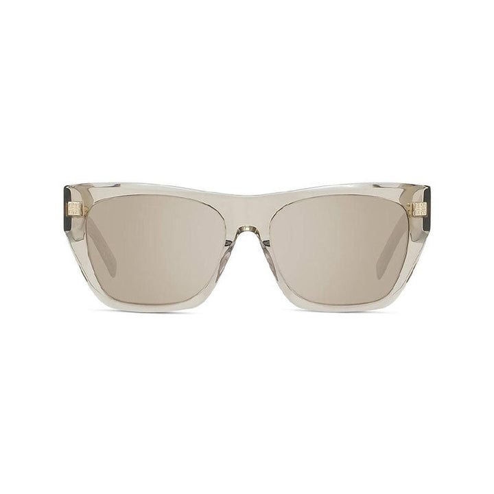 Givenchy Sunglasses Square Full Rim, Transparent Beige Frame and Brown with Silver Mirror Lens GV40061U45G