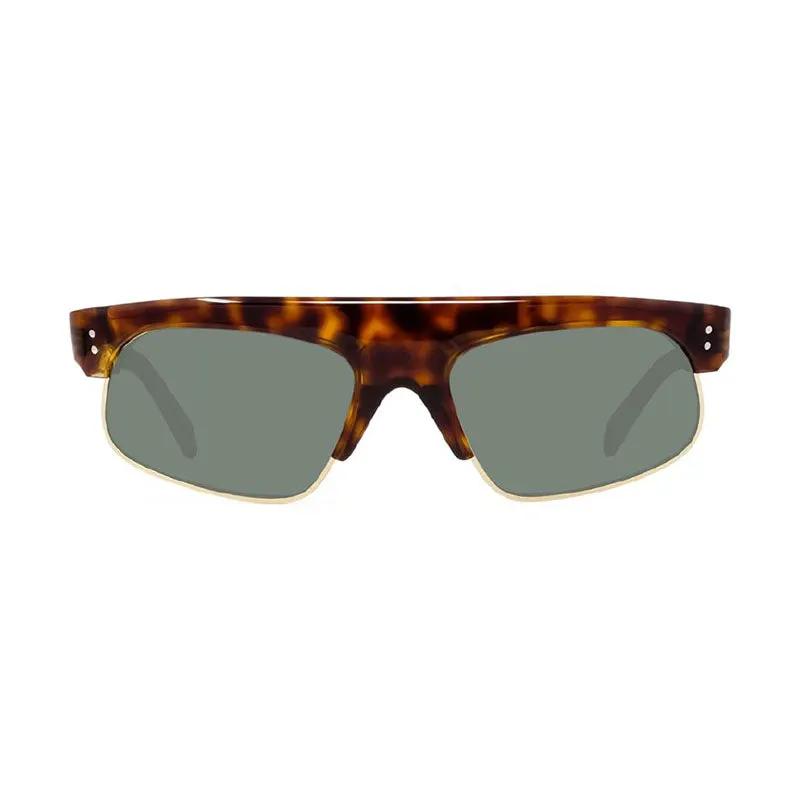 Celine Sunglasses Geometric Full Rim, Dark Havana Frame and Green Lens CL40107U52N