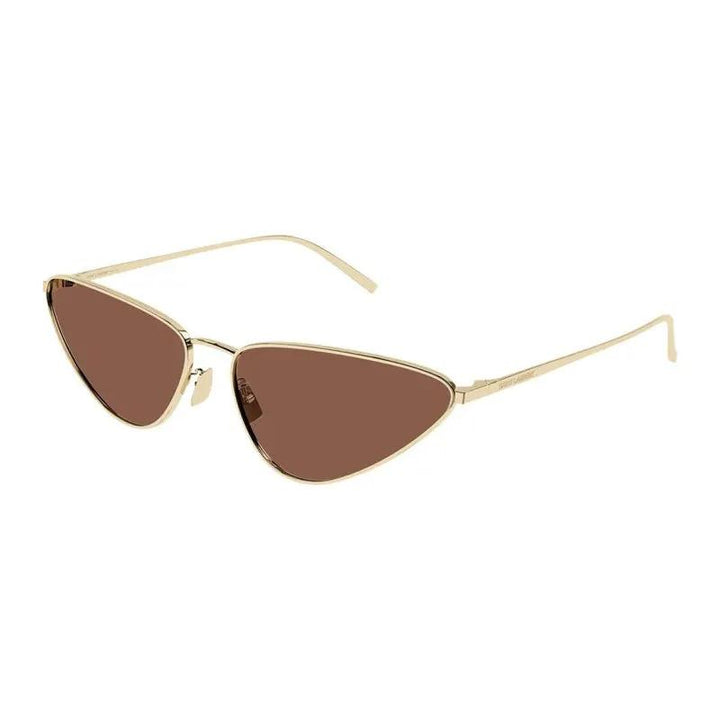 Saint Laurent Sunglasses Cat Eye Full Rim, Gold Frame And Brown Lens