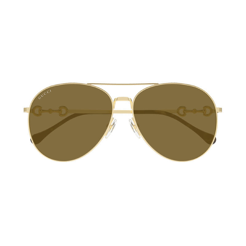Gucci Sunglasses Aviator Full Rim, Gold Frame and Brown Lens GG1698S002