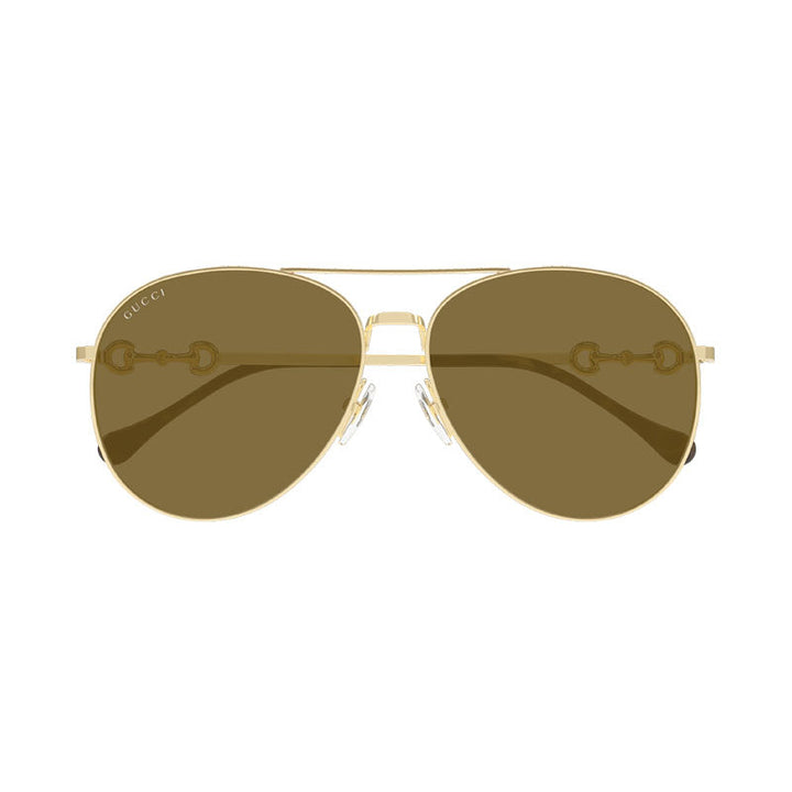 Gucci Sunglasses Aviator Full Rim, Gold Frame and Brown Lens GG1698S002
