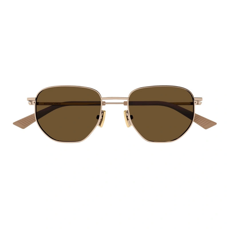 Bottega Veneta Aviator Full Rim, with a Rose Gold frame and Brown lens.
