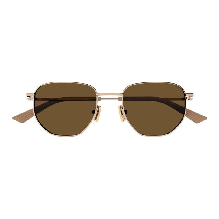 Bottega Veneta Aviator Full Rim, with a Rose Gold frame and Brown lens.