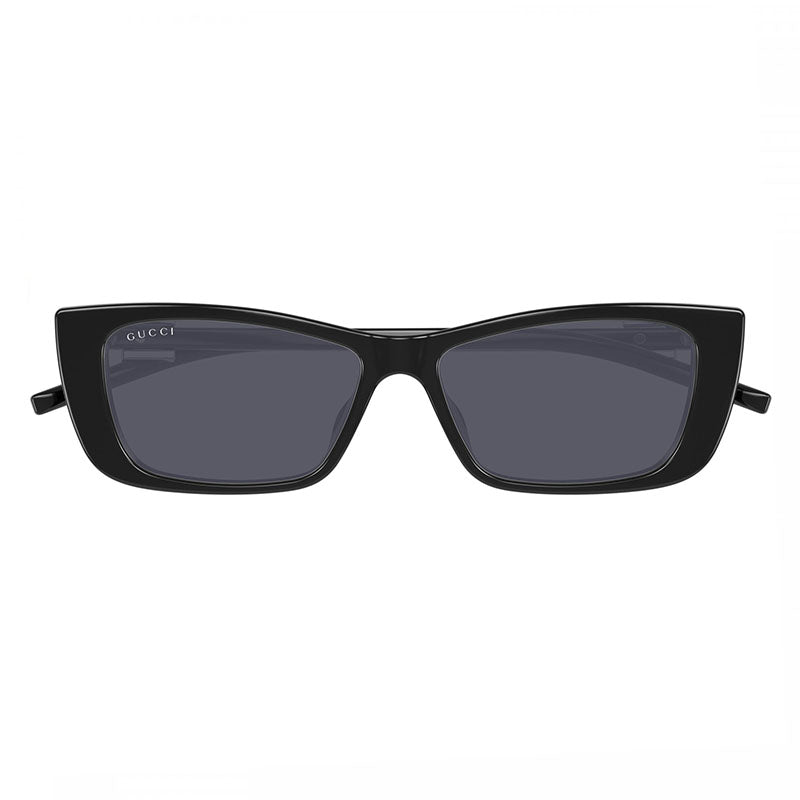 Gucci Rectangle Full Rim, with a Black frame and Grey lens.