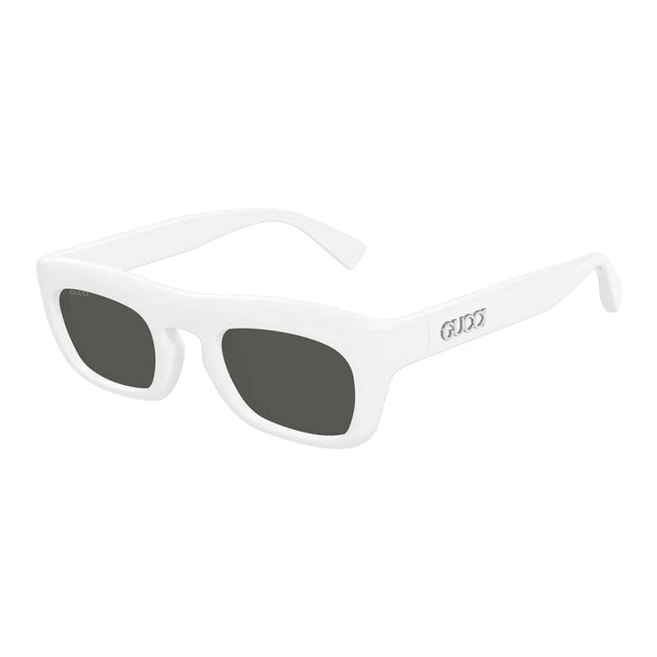 Gucci Sunglasses Square Full Rim, Shiny White Frame and Grey Lens GG1777S004