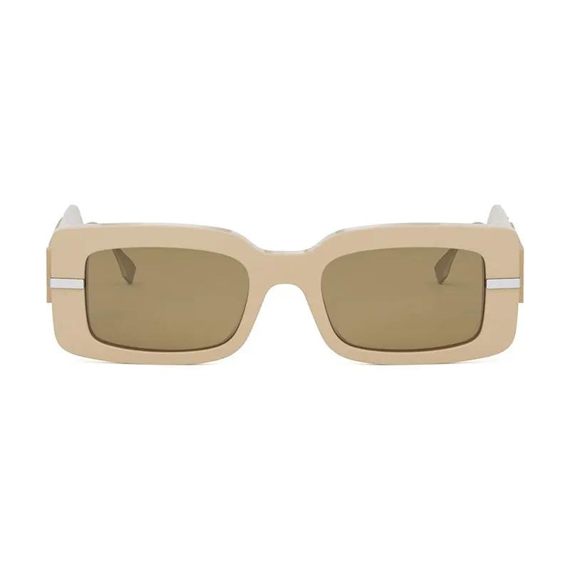 Fendi Sunglasses Rectangle Full Rim, Shiny Brown Frame And Brown Lens