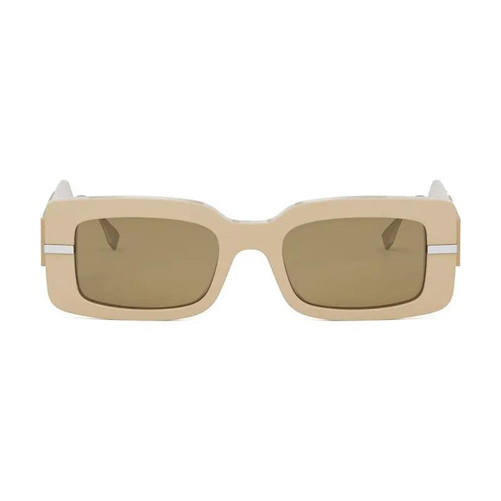 Fendi Sunglasses Rectangle Full Rim, Shiny Brown Frame And Brown Lens