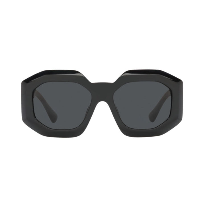 Versace Sunglasses Oval Full Rim, Black Frame and Dark Grey Lens VE4424UGB1/87