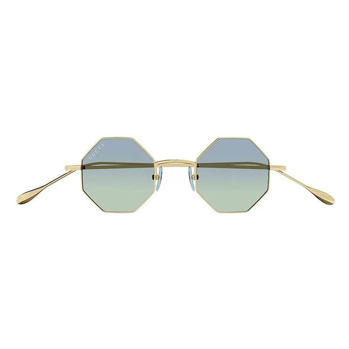 Gucci Sunglasses Geometric Full Rim, Gold Frame and Light Blue Gradient Lens GG1814S004