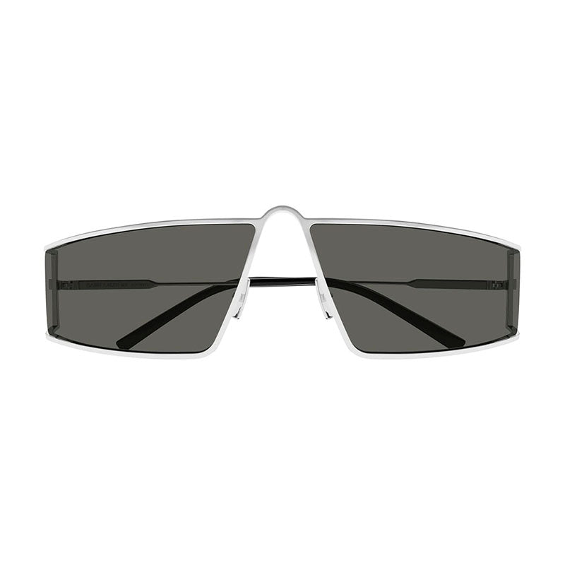 Saint Laurent Sunglasses Rectangle Semi Rim, Silver Frame and Grey Lens SL606002