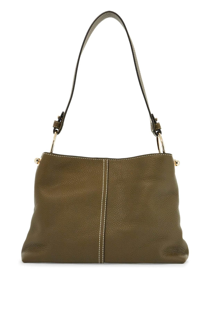 Strathberry Khaki Leather Hobo Bag With Adjustable Strap