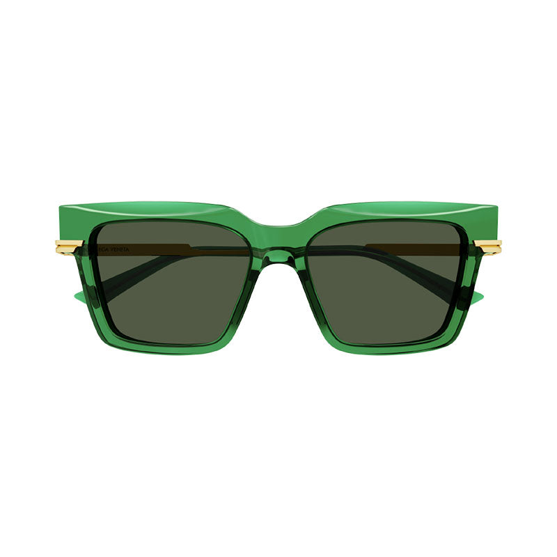 Bottega Veneta Sunglasses Square Full Rim, Green/Gold Frame and Green Lens BV1242S003