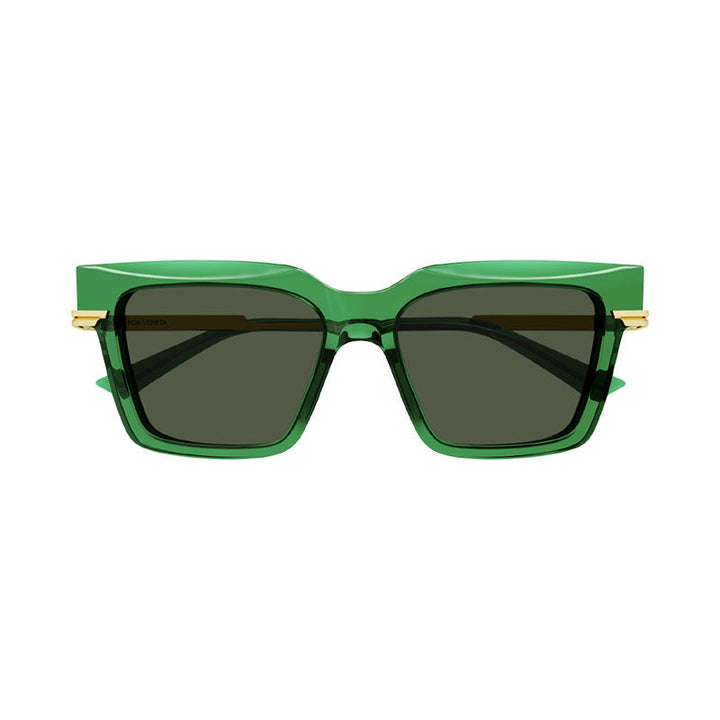 Bottega Veneta Sunglasses Square Full Rim, Green/Gold Frame and Green Lens BV1242S003