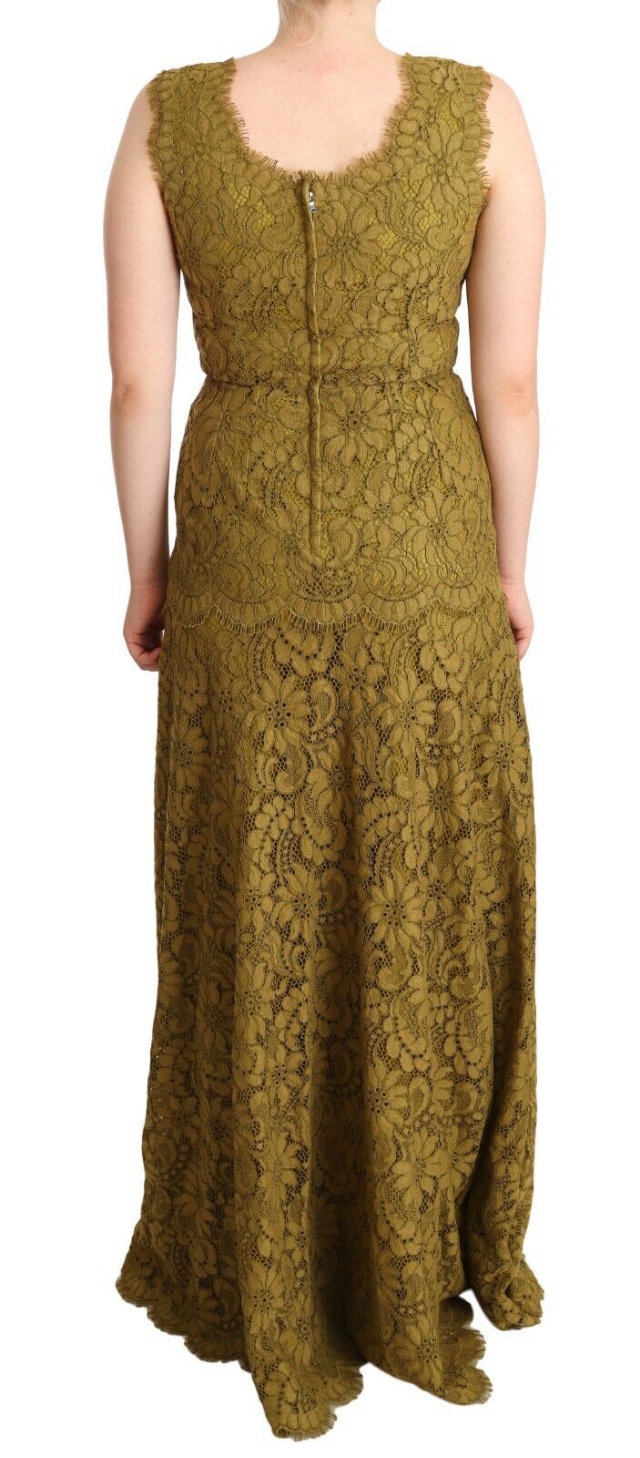 Dolce & Gabbana Brown Floral Lace Maxi Floor Length Dress Dolce & Gabbana Brown Floral Lace Maxi Floor Length Dress