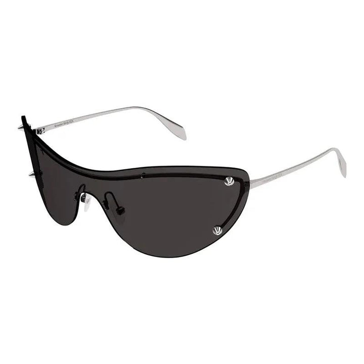 Alexander Mcqueen Sunglasses Shield Rimless, Silver Frame And Grey Lens