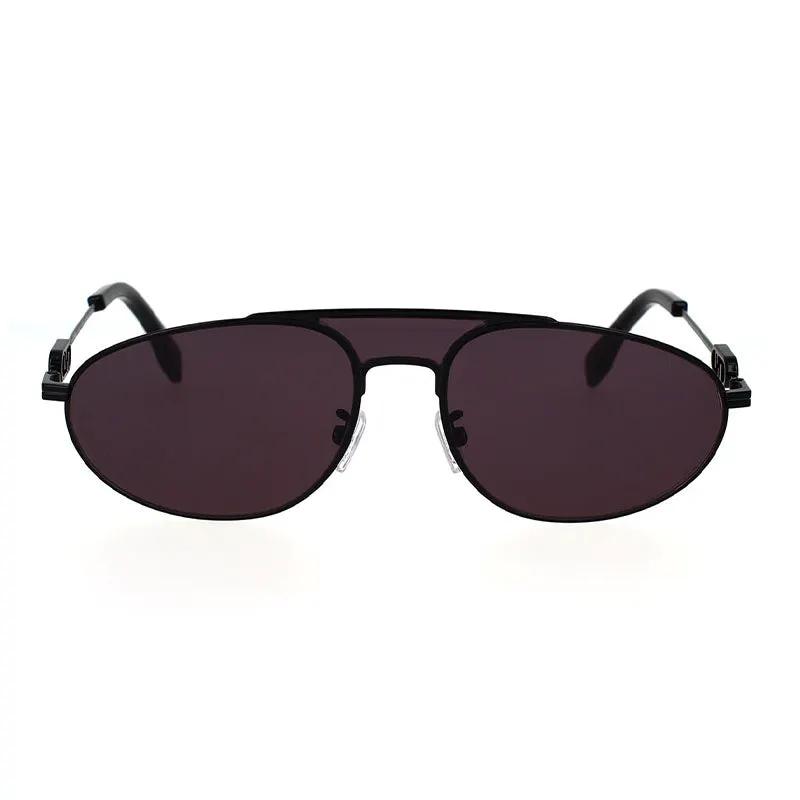Fendi Sunglasses Aviator Full Rim, Black Frame and Dark Grey with Black Chain Lens FE40072U-Y01A