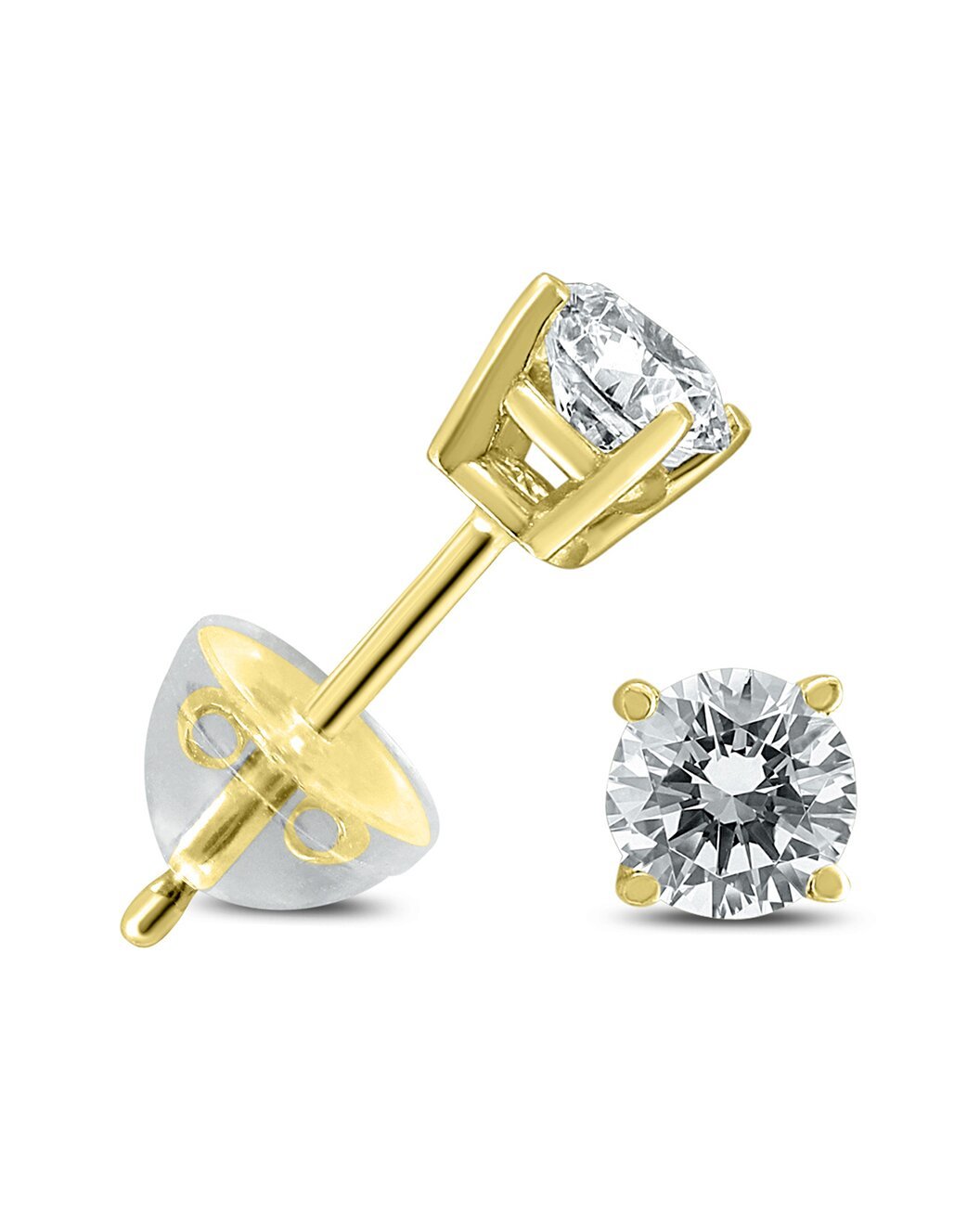 Jewelry - .20Ctw Round Diamond Solitaire Stud Earrings In 14K Yellow Gold With Silicon Backs - ERF59780 - Ask Me Wear