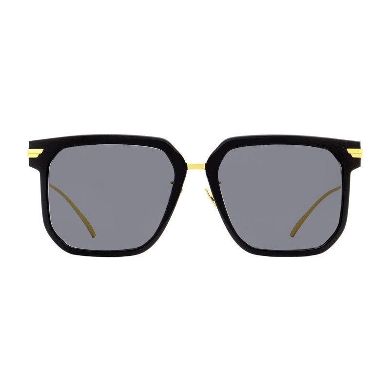 Bottega Veneta Sunglasses Square Full Rim, Black/Gold Frame and Grey Lens BV1083SA001
