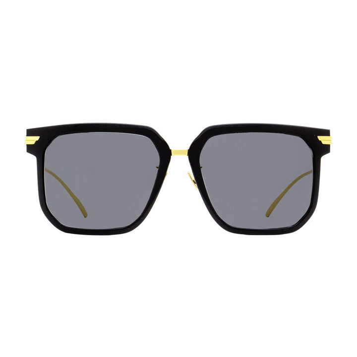 Bottega Veneta Sunglasses Square Full Rim, Black/Gold Frame and Grey Lens BV1083SA001