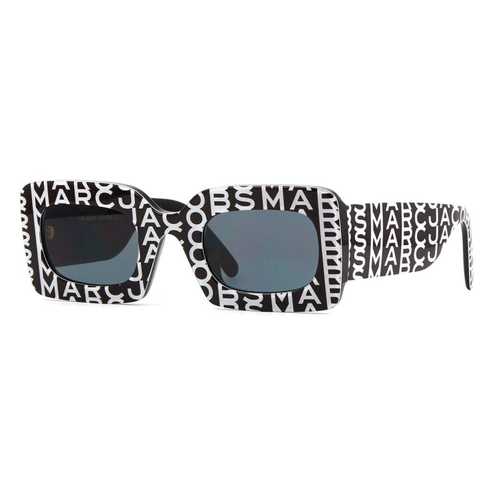Marc Jacobs Sunglasses Rectangle Full Rim, Black Monogram Frame and Grey Lens MARC488/N/S003KIR