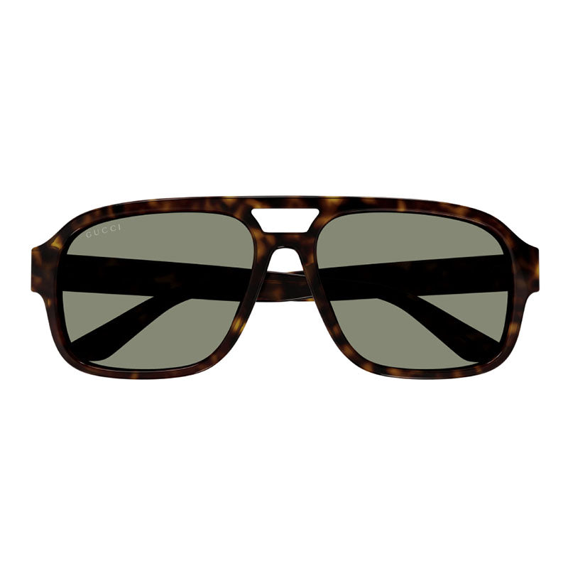 Gucci Sunglasses Aviator Full Rim, Dark Havana Frame and Dark Green Lens GG1342S003
