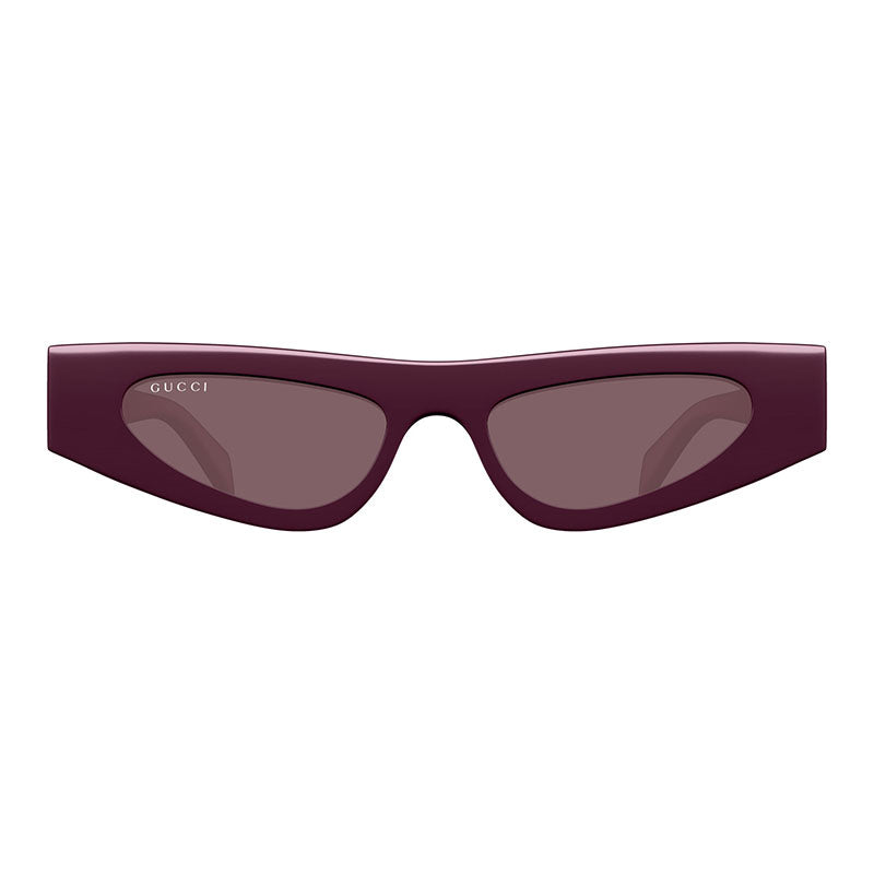 Gucci Cat Eye Full Rim, with a Purple Brown frame and Solid Plum lens.