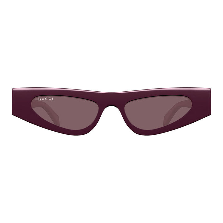 Gucci Cat Eye Full Rim, with a Purple Brown frame and Solid Plum lens.