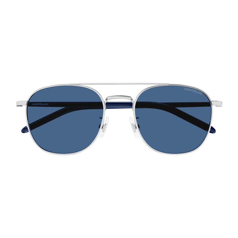 Montblanc Sunglasses Square Full Rim, Silver Frame and Blue Lens MB0271S008