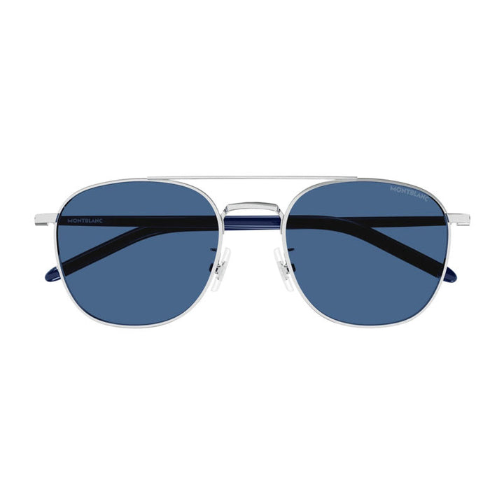 Montblanc Sunglasses Square Full Rim, Silver Frame and Blue Lens MB0271S008