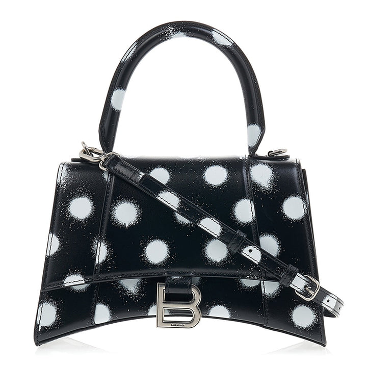 Balenciaga XS Black Polka Dot Spray Hourglass Handbag