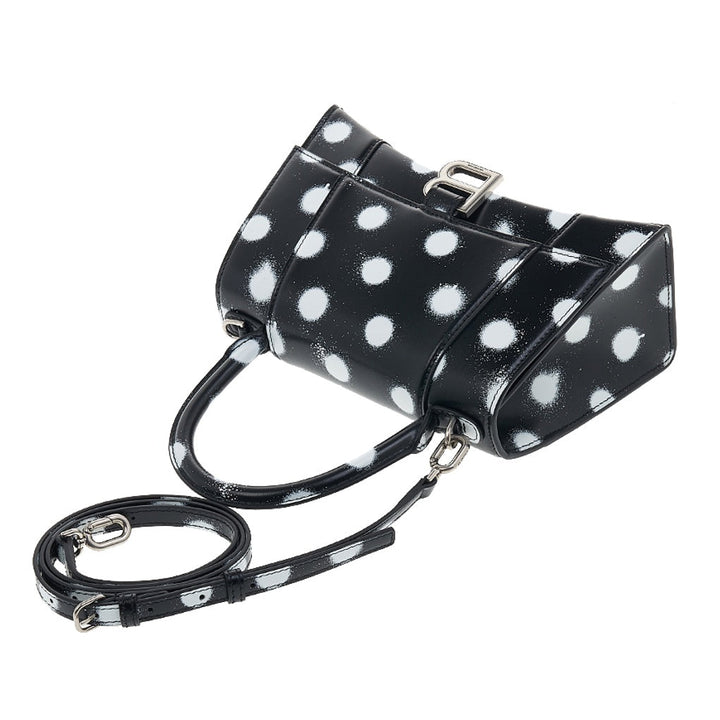 Balenciaga XS Black Polka Dot Spray Hourglass Handbag