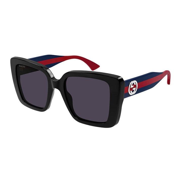 Gucci Sunglasses Square Full Rim, Shiny Black Frame and Dark Violet Lens GG1861S004